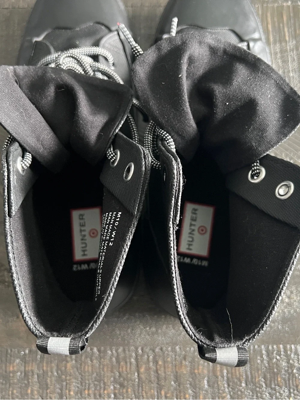 Hunter x Target Lace Up High Top Boots Mens 10 / Womens 12 Black Waterproof
